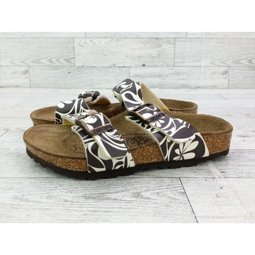 Birkenstock Girls‎ Salina Sandals Brown White Birkis Shoes Size EU 26 US 8 Kids